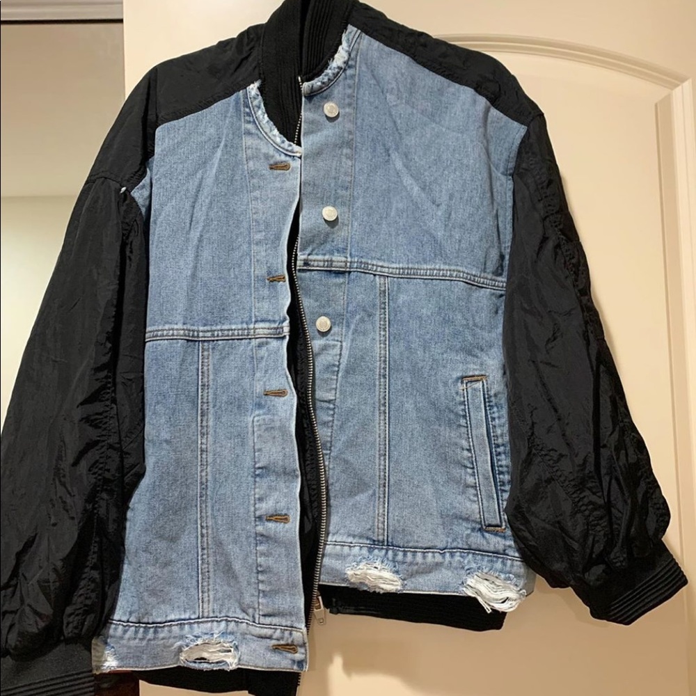 Vintage denim bomber jacket